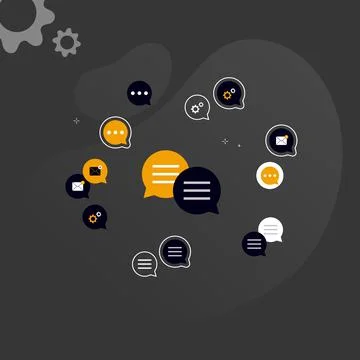 Set of notification icons, chat, correspondence, messenger, message, letter.  Stock Illustration