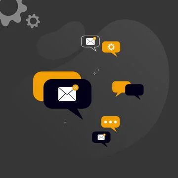 Set of notification icons, chat, correspondence, messenger, message, letter.  Stock Illustration