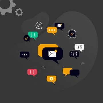 Set of notification icons, chat, correspondence, messenger, message, letter.  Stock Illustration