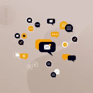 Set of notification icons, chat, correspondence, messenger, message, letter.  Stock Illustration