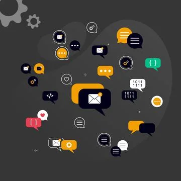 Set of notification icons, chat, correspondence, messenger, message, letter.  Stock Illustration