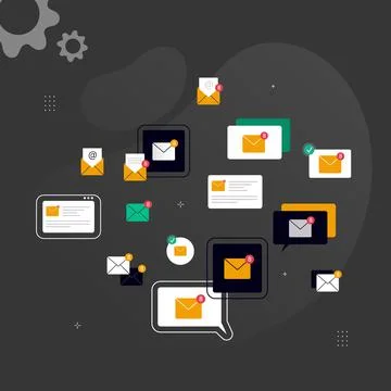 Set of notification icons, chat, correspondence, messenger, message, letter.  Stock Illustration