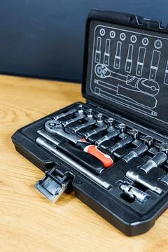 A set of nozzles for construction tools, tools for builders. Foto stock