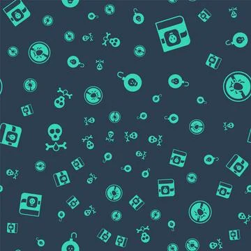 Set Nuclear bomb, Book about poisons, Bones and skull and Stop colorado bee.. Ilustração Stock