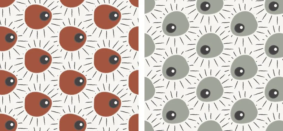 Set of nude abstract seamless vector pattern with trendy boho abstract figure Stock Illustration