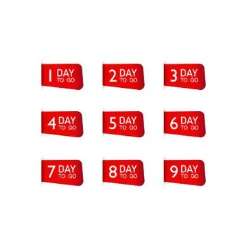 Set of number days left countdown for promotional banner. One day to go sign Stock Illustration