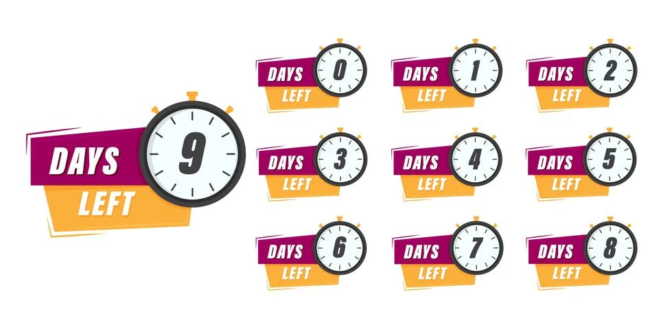 Set of number days left countdown. Count time sale. Vector illustration. イラスト素材