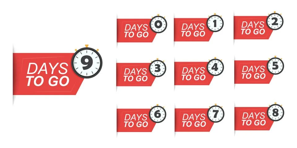 Set of number days left countdown. Count time sale. Vector illustration. Stock Illustration