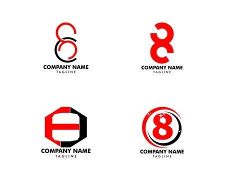 Set of Number eight logo, Logo 8 vector template Stock Illustration