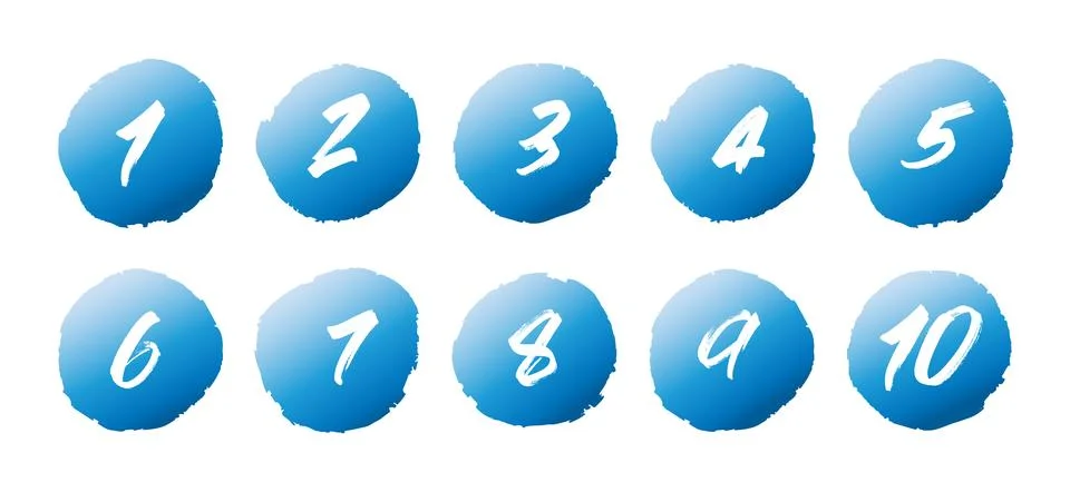 Set of number on a label vector. Number collection. Blue color markers with n Stock Illustration