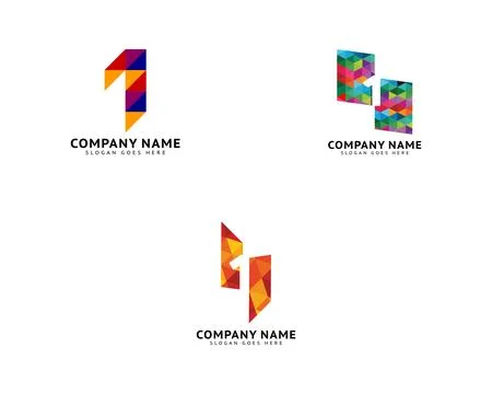 Set of Number one logo, Logo 1 vector template Stock Illustration