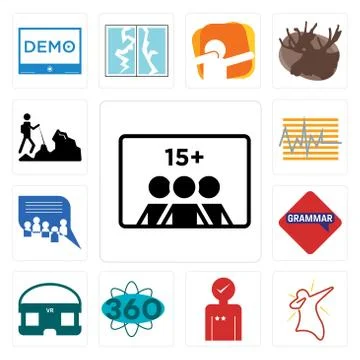 Set of number players, dab, customer experience, 360 degree, vr headset, gram Free Stock Illustration