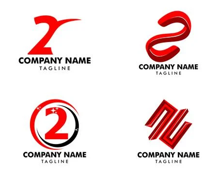 Set of Number two logo, Logo 2 vector template Stock Illustration
