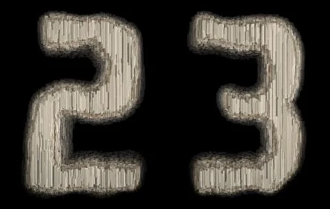 Set of numbers 2 and 3 made of industrial metal 3D Stock Illustration
