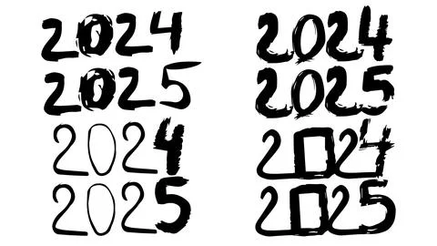 Set of numbers 2025 of different designs for poster, banner, greeting Stockillustratie
