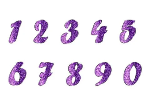 Set of numbers in amethyst tones Stock Illustration
