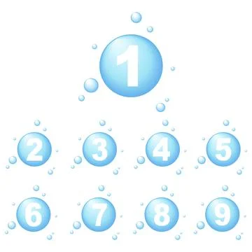 Set of numbers and numbers bubbles. Vector illustration. Stock Illustration