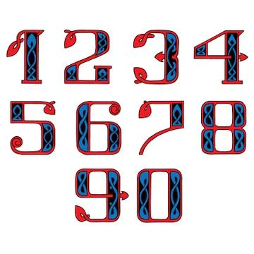A set of numbers in the Celtic style Stock Illustration