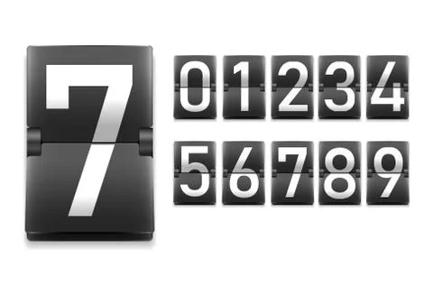 Set of numbers, digits in mechanical scoreboard style Stock-Illustration