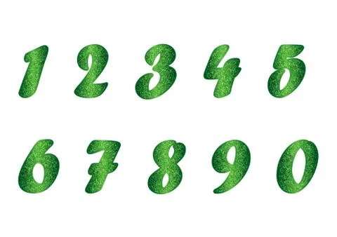 Set of numbers in emerald tones Stock Illustration