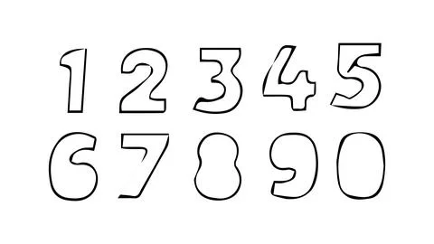 Set of numbers in the form of stencil, sloppy numbers, military stencil Stock Illustration