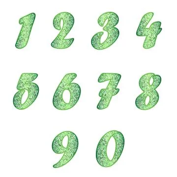 Set of numbers in green tones Stock Illustration