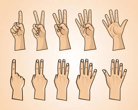 Set of numbers on the hands illustration Stock Illustration