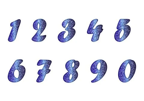 Set of numbers in sapphire tones Stock Illustration