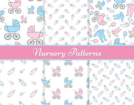 Set of nursery patterns Stock Illustration
