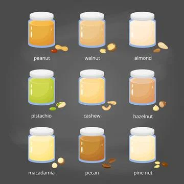 Set of nut spreads. Stock Illustration