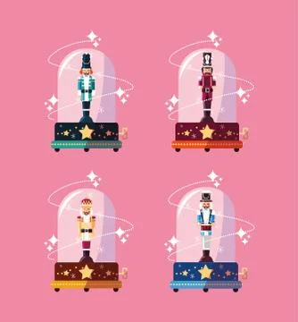 Set of nutcracker in sphere crystal Stock Illustration