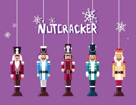 Set of nutcracker toy hanging イラスト素材