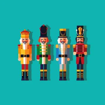 Set of nutcracker toy isolated icon イラスト素材
