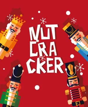 Set of nutcracker toy isolated icon Stock Illustration