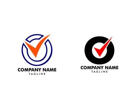 Set of O Letter Tick Logo Icon Vector template Stock Illustration