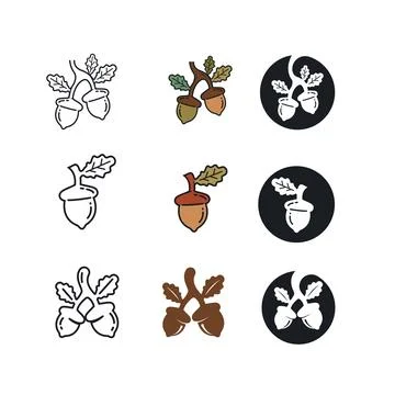 Set of oak acorn vector illustration design Illustrazione stock