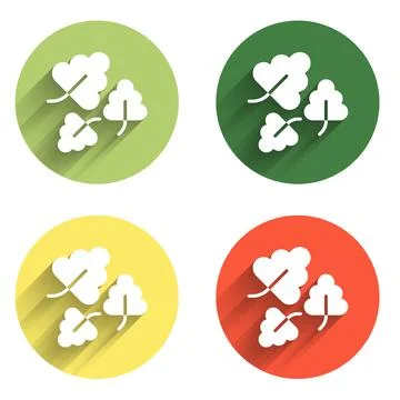 Set Oak leaf icon isolated with long shadow background. Color circle button.. 스톡 일러스트