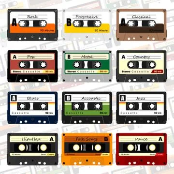 Set Object Of Cassette. Stock Illustration