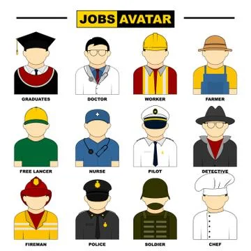 Set Object of Jobs Avatar vector Illustration Stock Illustration