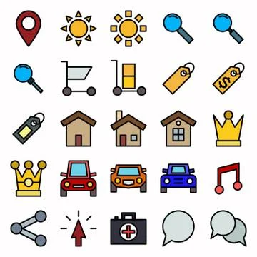 Set of Object Sign Symbol Flat Icon Vector Illustration new Stock-Illustration