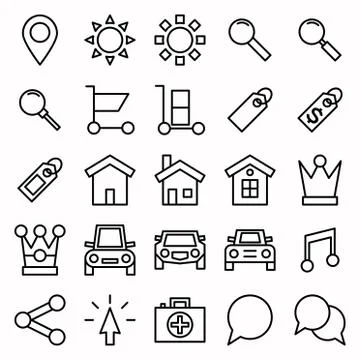 Set of Object Sign Symbol line Icon Vector Illustration new Stock Illustration
