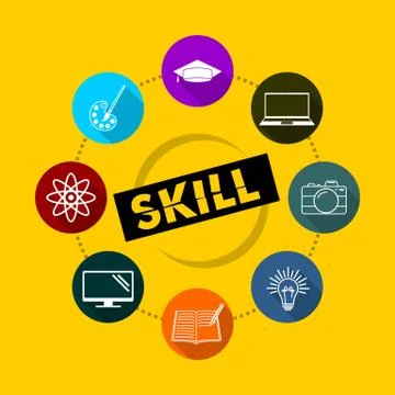 Set object of Skill icon vector illustration Illustrazione stock