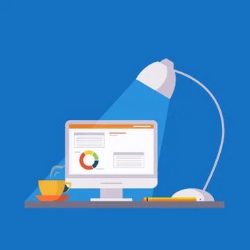 Set Of Objects For Home Office 스톡 일러스트