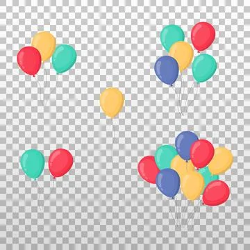 Set objects with random number balloons on transparent background. Different  Stock Illustration