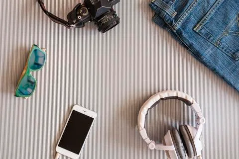 Set of objects with silver textured background Stock Photos