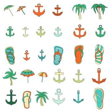 Set of objects summer Stock Illustration