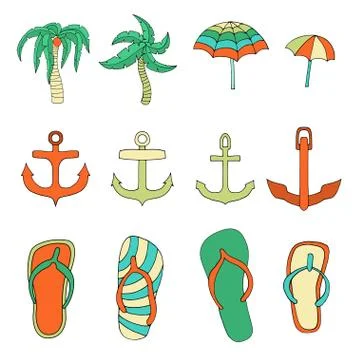 Set of objects summer Stock Illustration