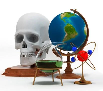 Set of objects that symbolize knowledge and skills Ilustración de archivo