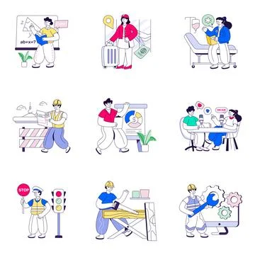 Set of Occupation Flat Illustrations Stock Illustration