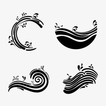 Set ocean waves with differes shapes design 스톡 일러스트